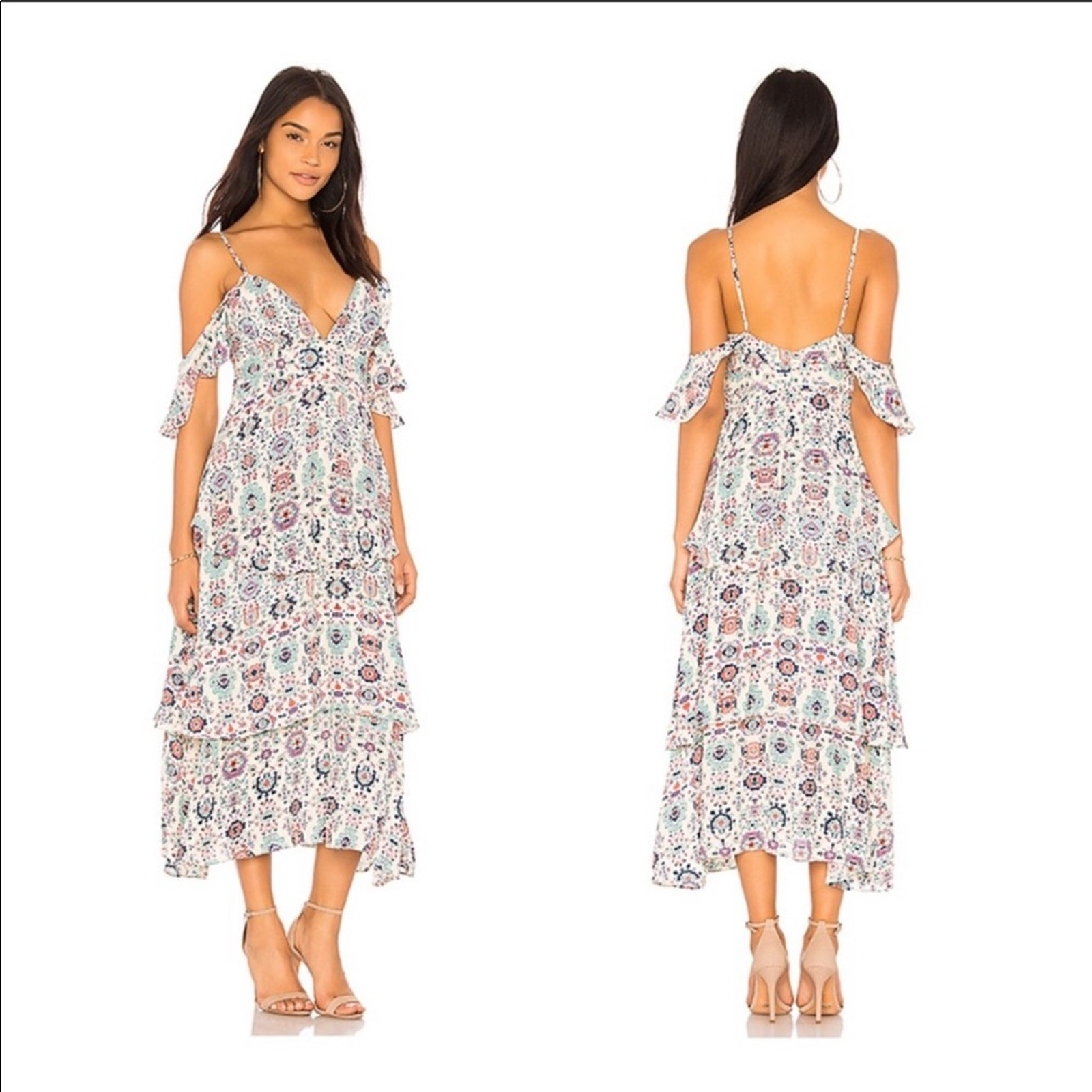Saylor Ellen Cold Shoulder Floral Dress Size Large